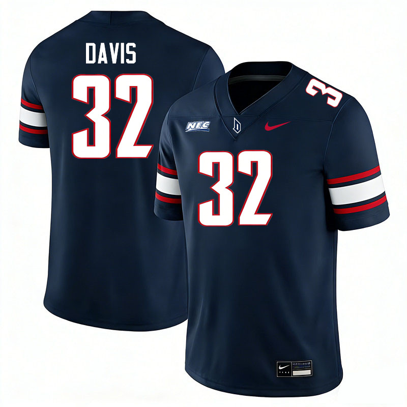 Duquesne Dukes #32 Ness Davis College Football Jerseys,Uniforms Stitched-Navy